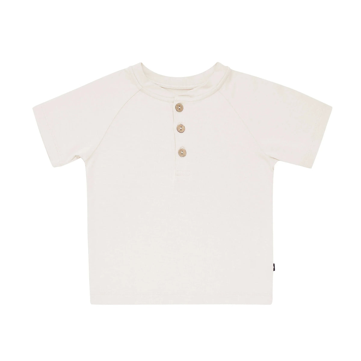 Short Sleeve Toddler Henley Tee in Oat