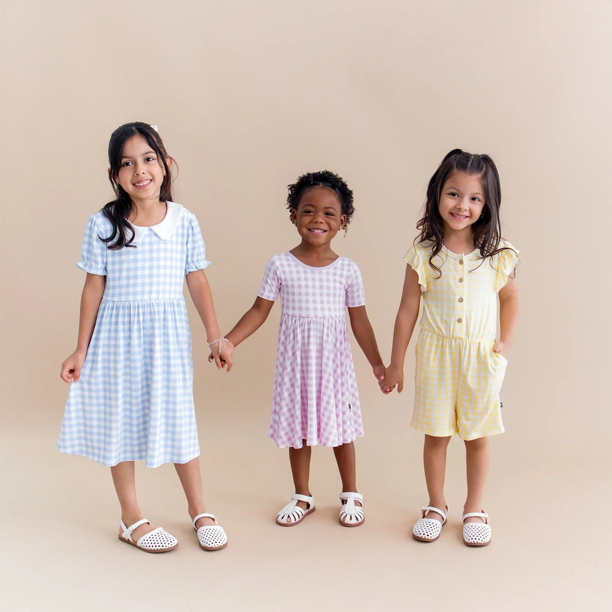 Flutter Sleeve Romper in Gingham Chamomile