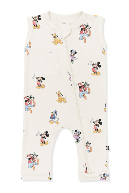 Zippered Sleeveless Romper in Mickey Mouse and Friends