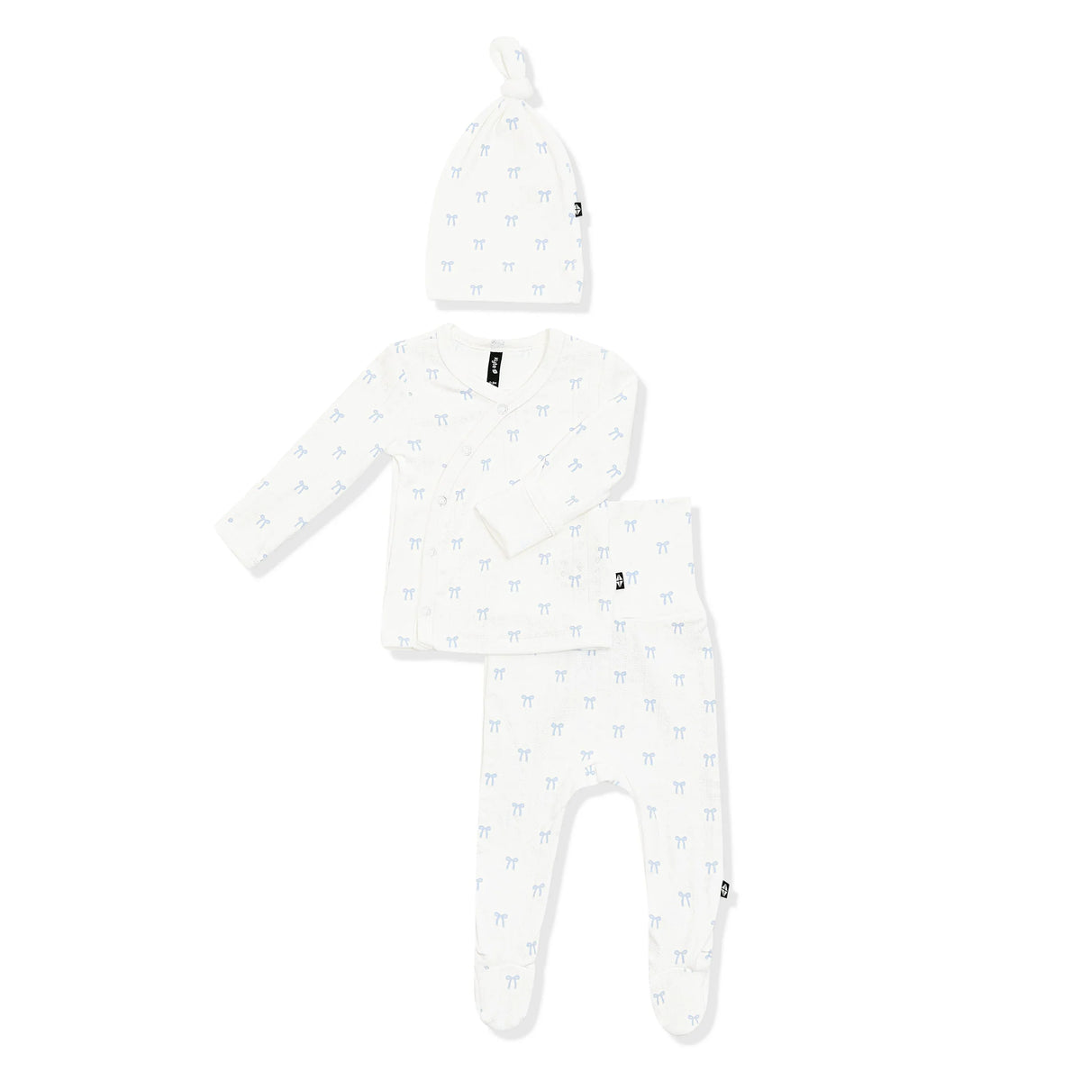 Pointelle Take Me Home Set with Cap in Sweet Blue Bow