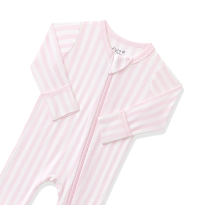 Zippered Footie in Small Sakura Stripe
