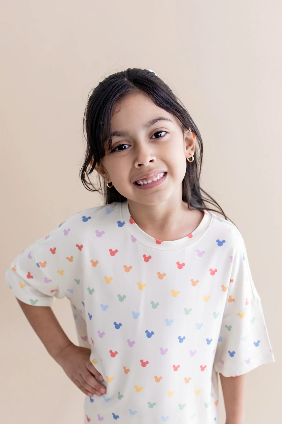 Toddler Biker Short Set in Pastel Mickey Mouse