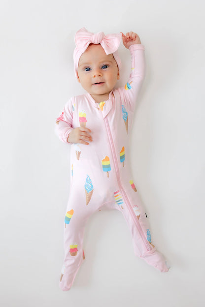 Zippered Footie in Sakura Ice Cream