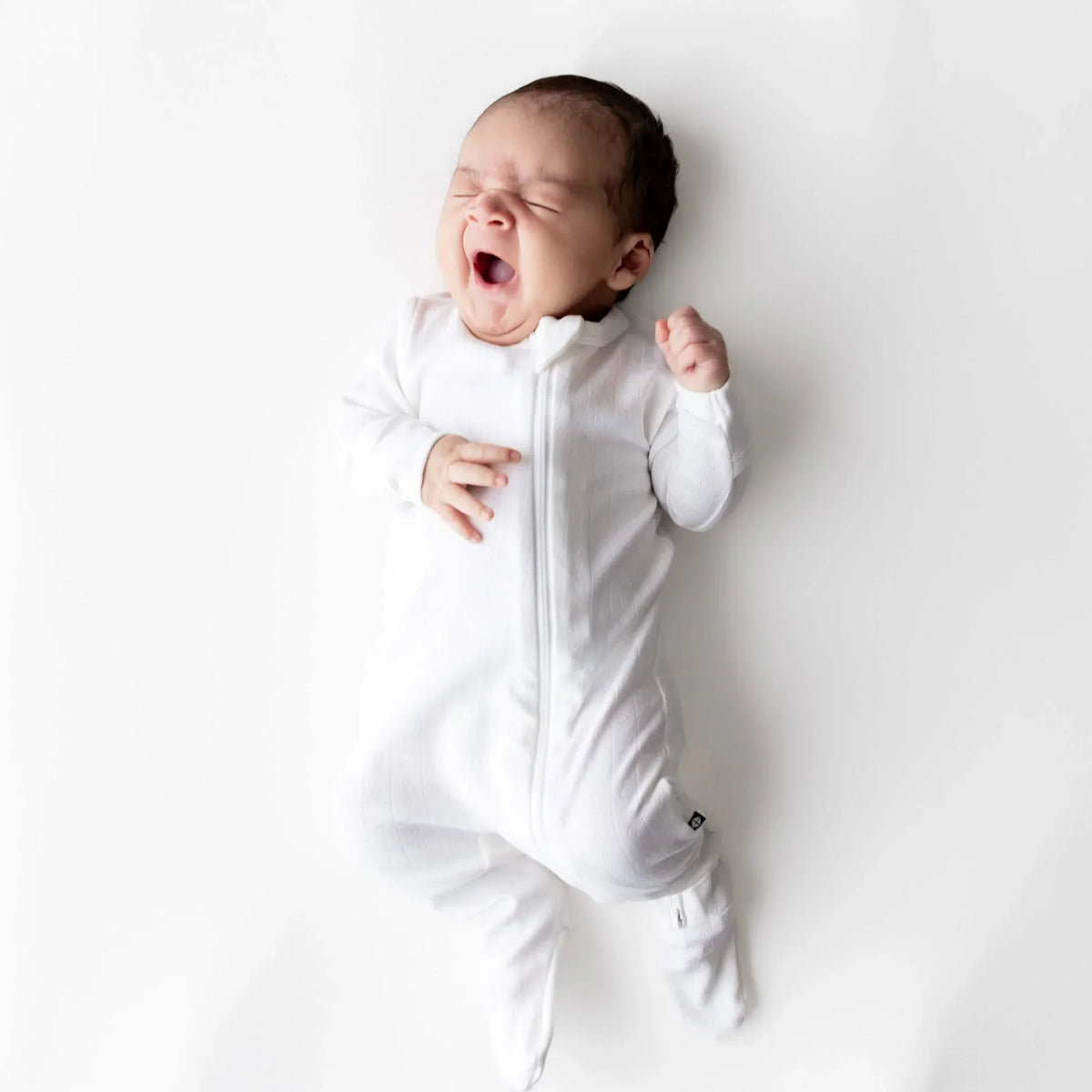 Pointelle Zippered Footie in Cloud