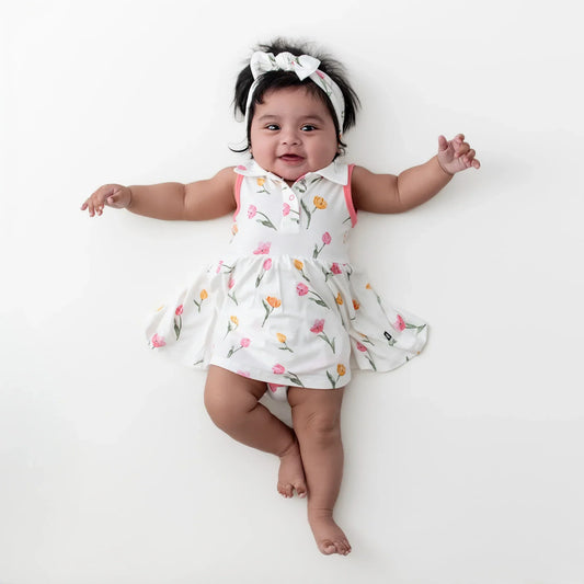Polo Bodysuit Dress in Tulip