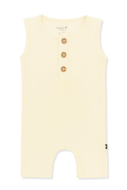 Ribbed Sleeveless Shortall in Chamomile