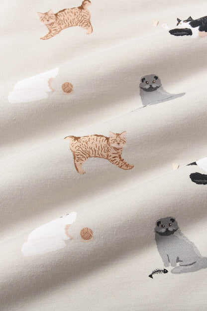 Long Sleeve Pajamas in Fluffy Cat