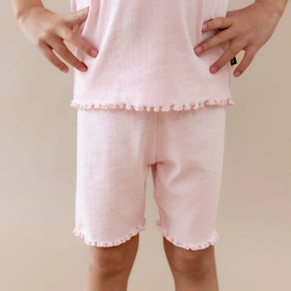 Pointelle Short Sleeve Set in Sakura