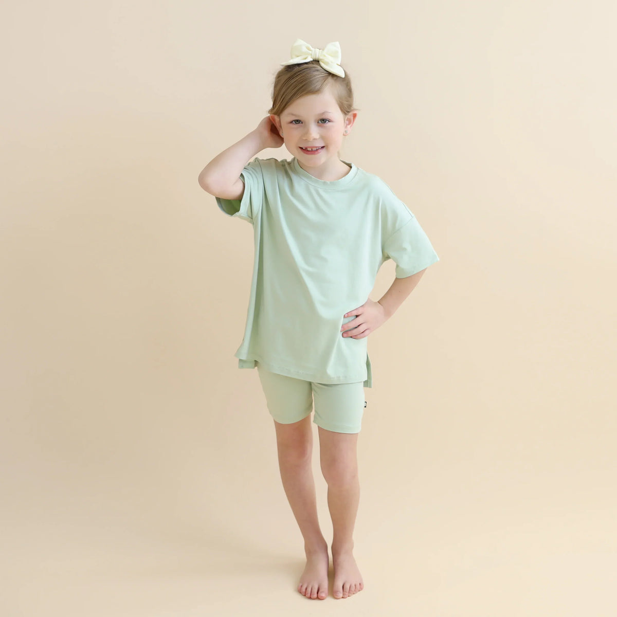 Toddler Biker Short Set in Basil