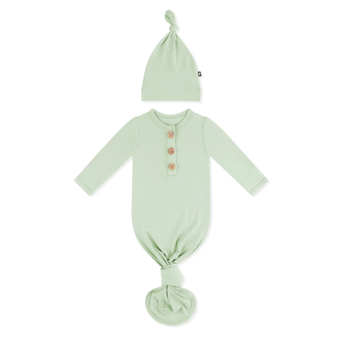 Knotted Gown with Hat Set in Basil