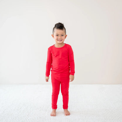 Long Sleeve Pajamas in Cardinal