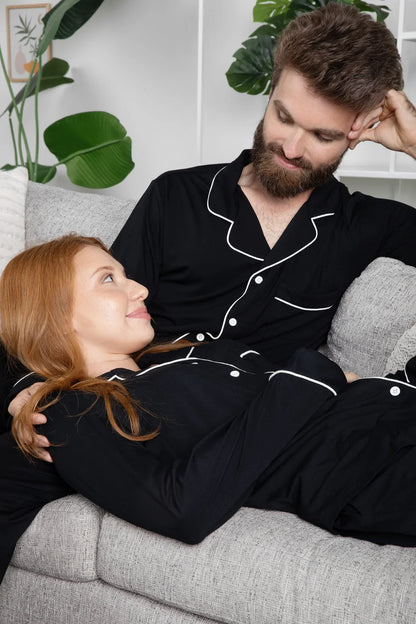 Men's Long Sleeve Pajama Set in Midnight