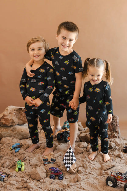 Long Sleeve Pajamas in Monster Truck