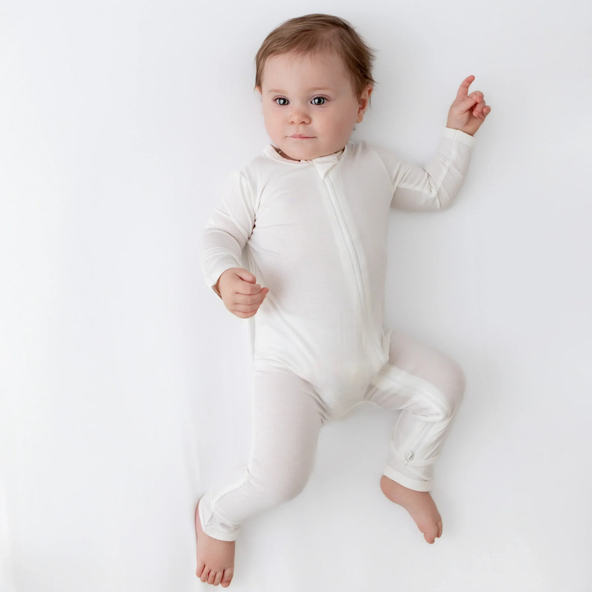 Zippered Romper in Cloud