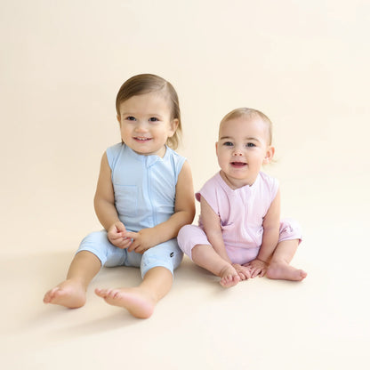 Zippered Sleeveless Romper in Breeze