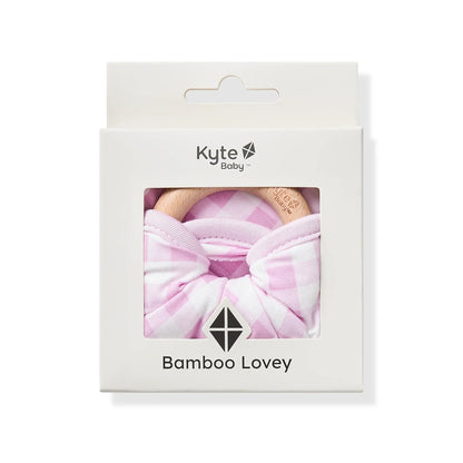 Lovey in Gingham Thistle with Removable Wooden Teething Ring