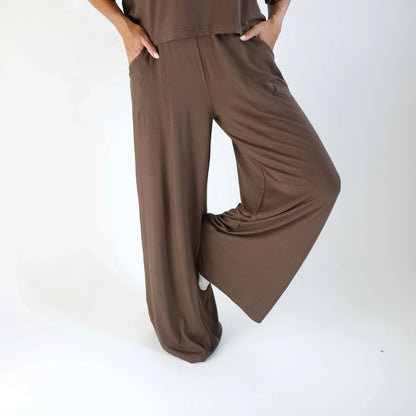 Women's Wide Leg Pant Set in Espresso