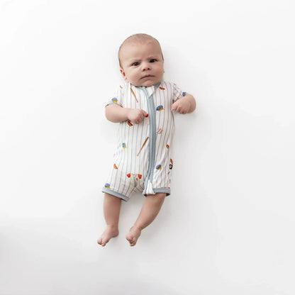 Zipper Shortall Romper in Home Run