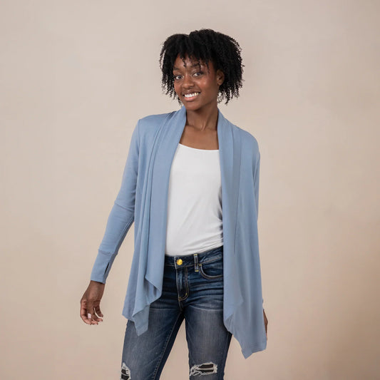Women's French Terry Wrap Top in Slate
