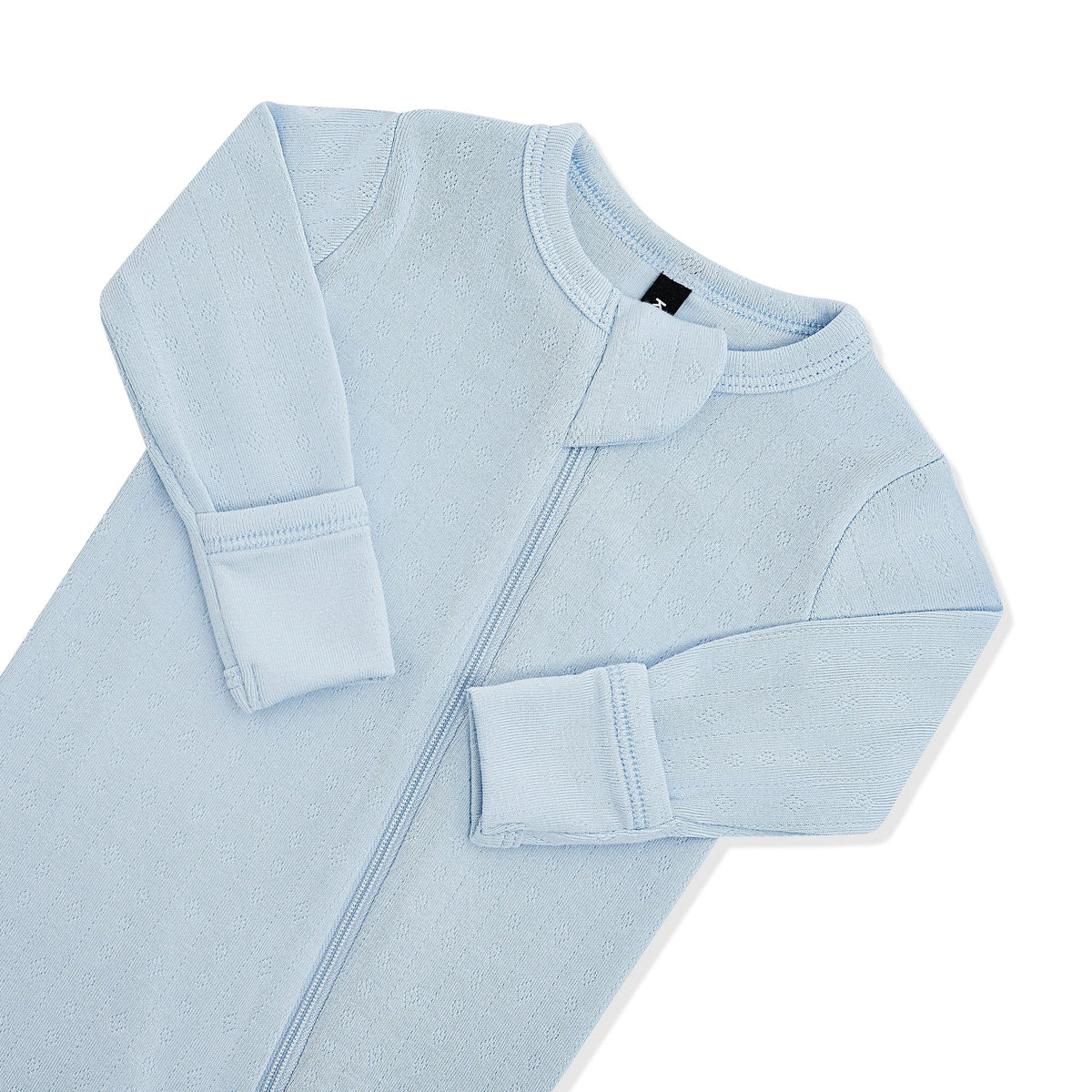 Pointelle Zippered Footie in Breeze