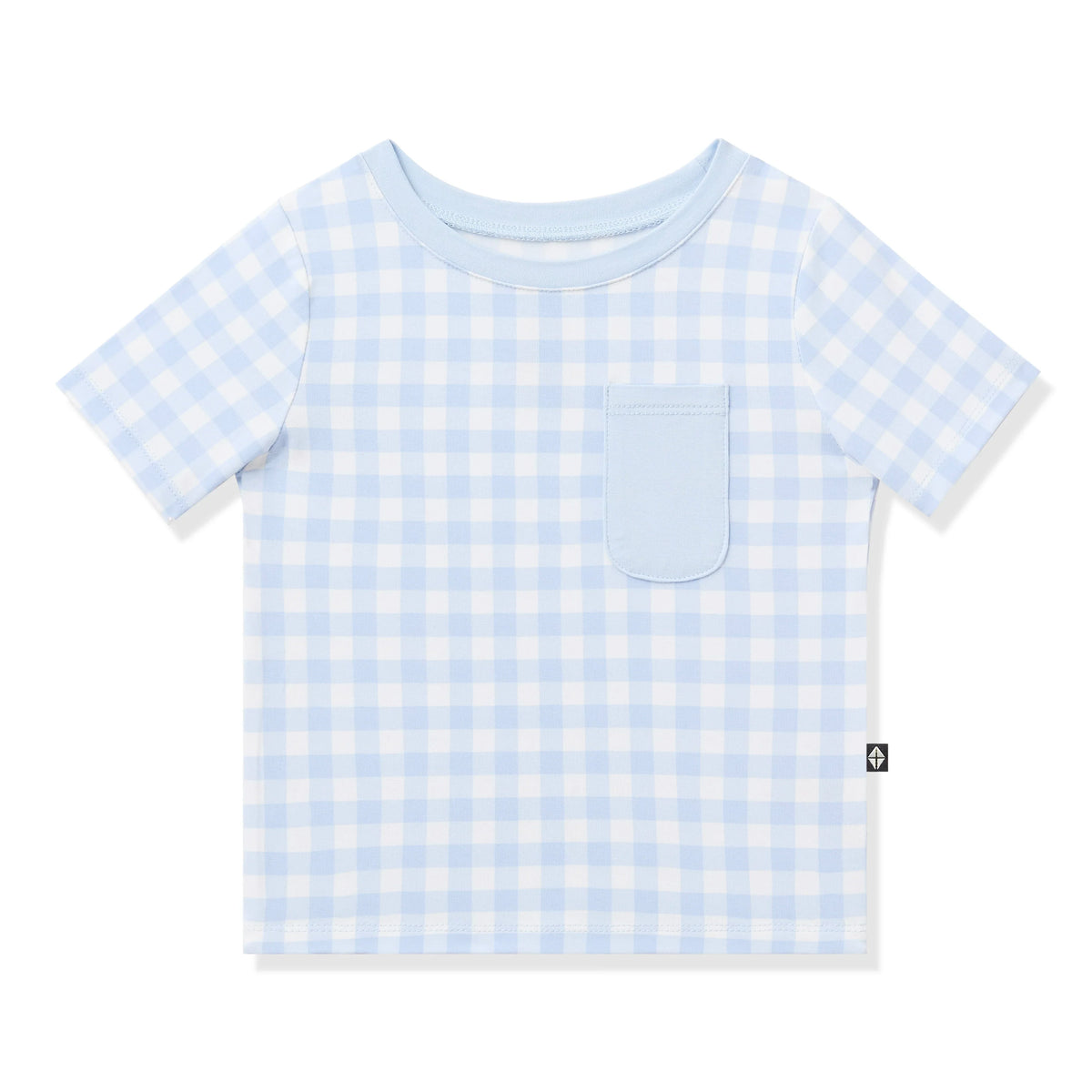 Toddler Crew Neck Tee in Gingham Breeze