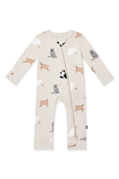 Zippered Romper in Fluffy Cat