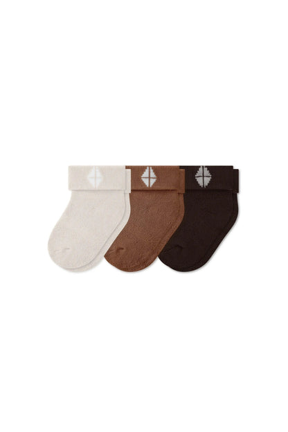 Baby 3-Pack Socks in Cafe