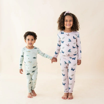 Long Sleeve Pajamas in Blush Butterfly