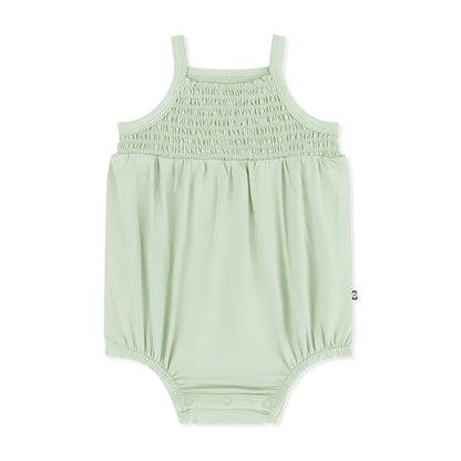 Smocked Bubble Romper in Basil