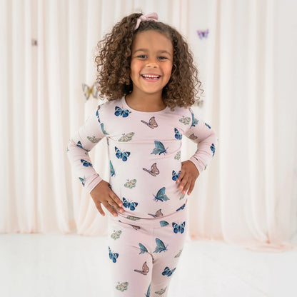 Long Sleeve Pajamas in Blush Butterfly