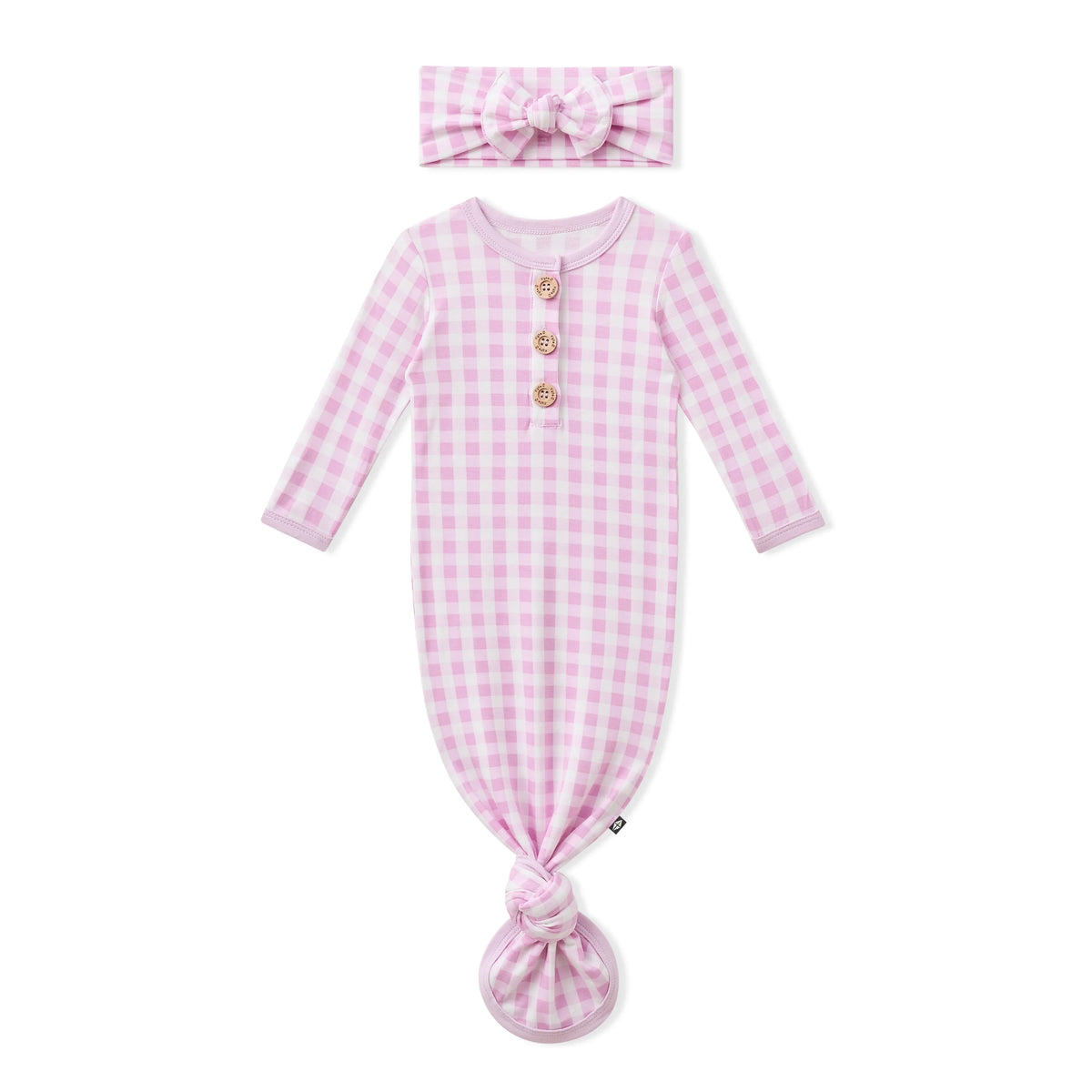 Knotted Gown with Bow Set in Gingham Thistle