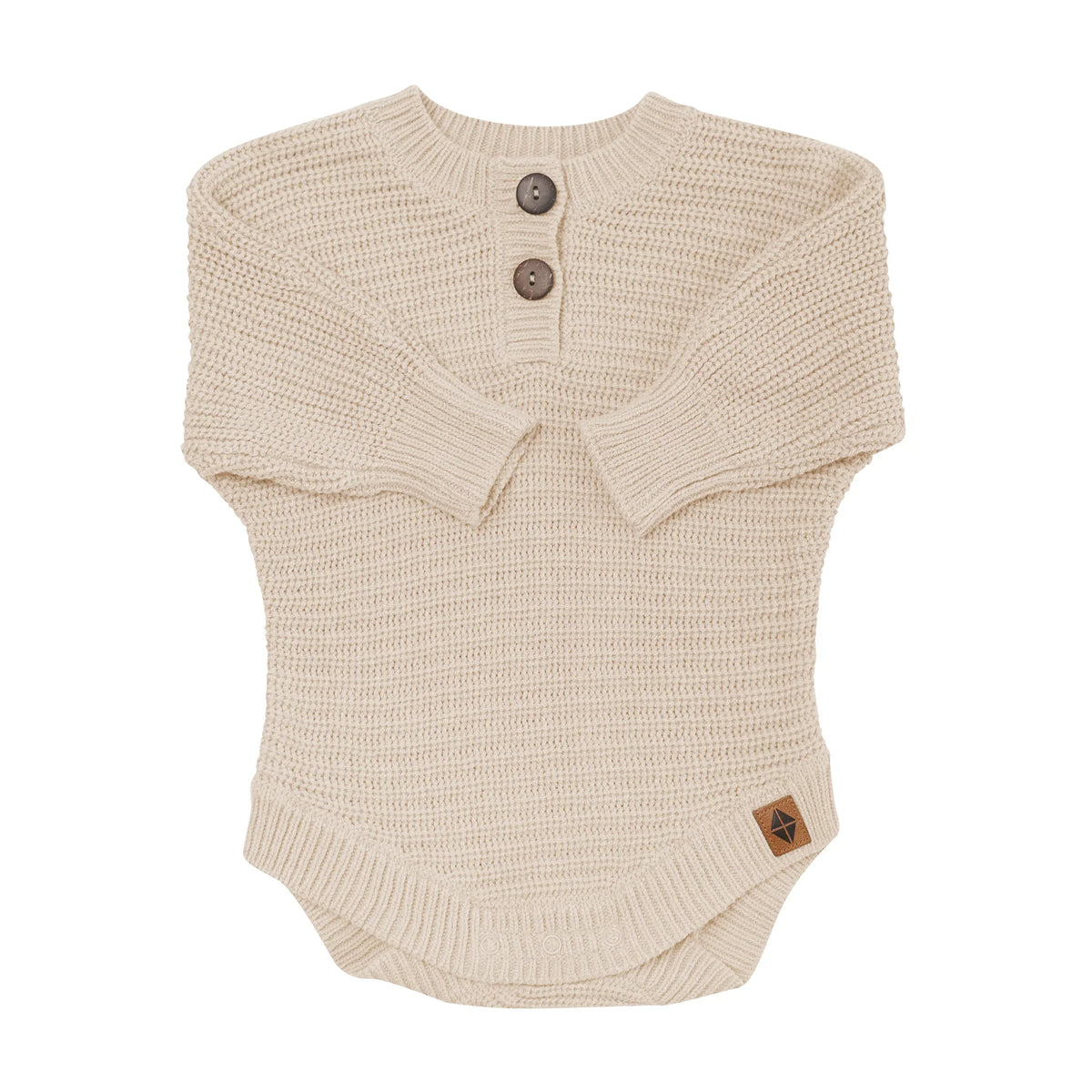 Chunky Knit Romper in Almond
