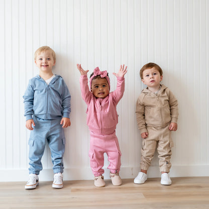 Fleece Cargo Pants in Apple Blossom