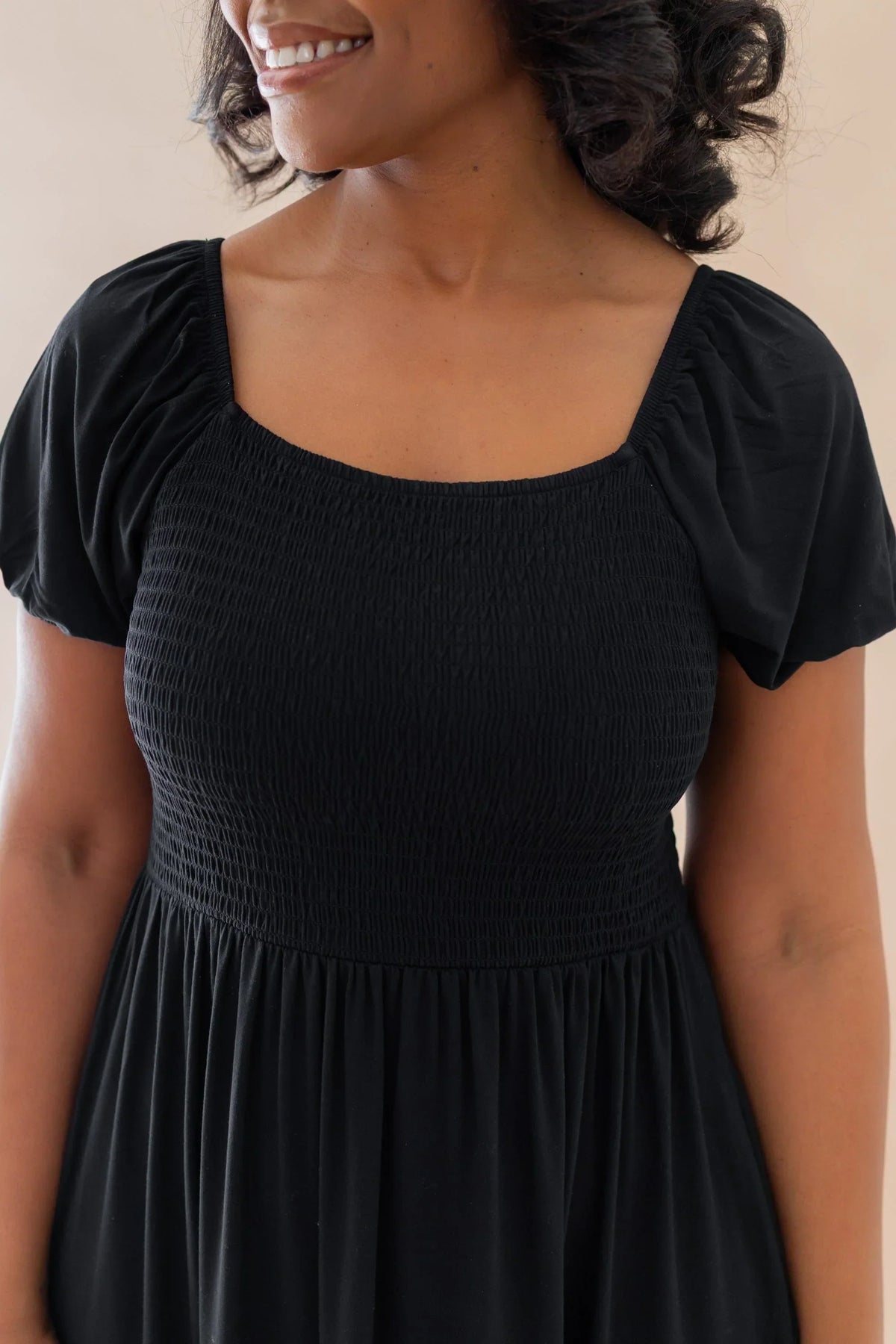 Women’s Smocked Dress in Midnight