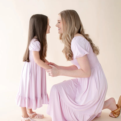 Puff Sleeve Twirl Dress in Thistle