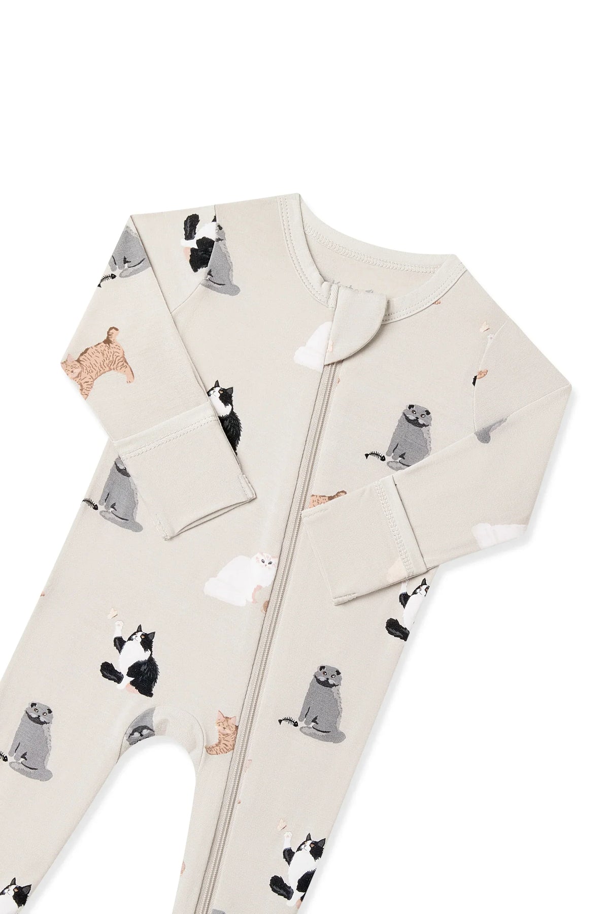 Zippered Footie in Fluffy Cat