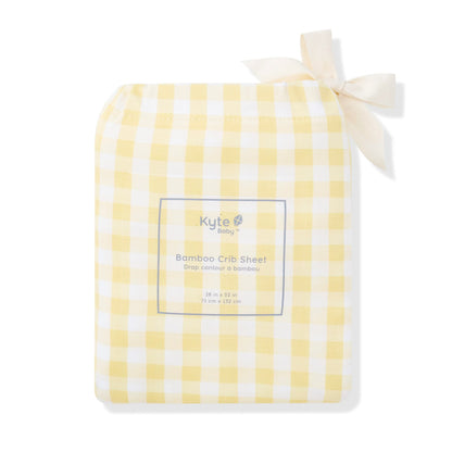 Crib Sheet in Gingham Chamomile