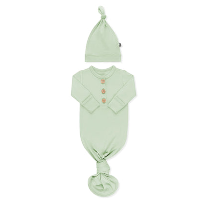 Knotted Gown with Hat Set in Basil