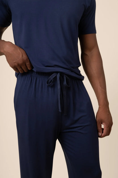 Men's Short Sleeve & Pant PJ Set in Navy
