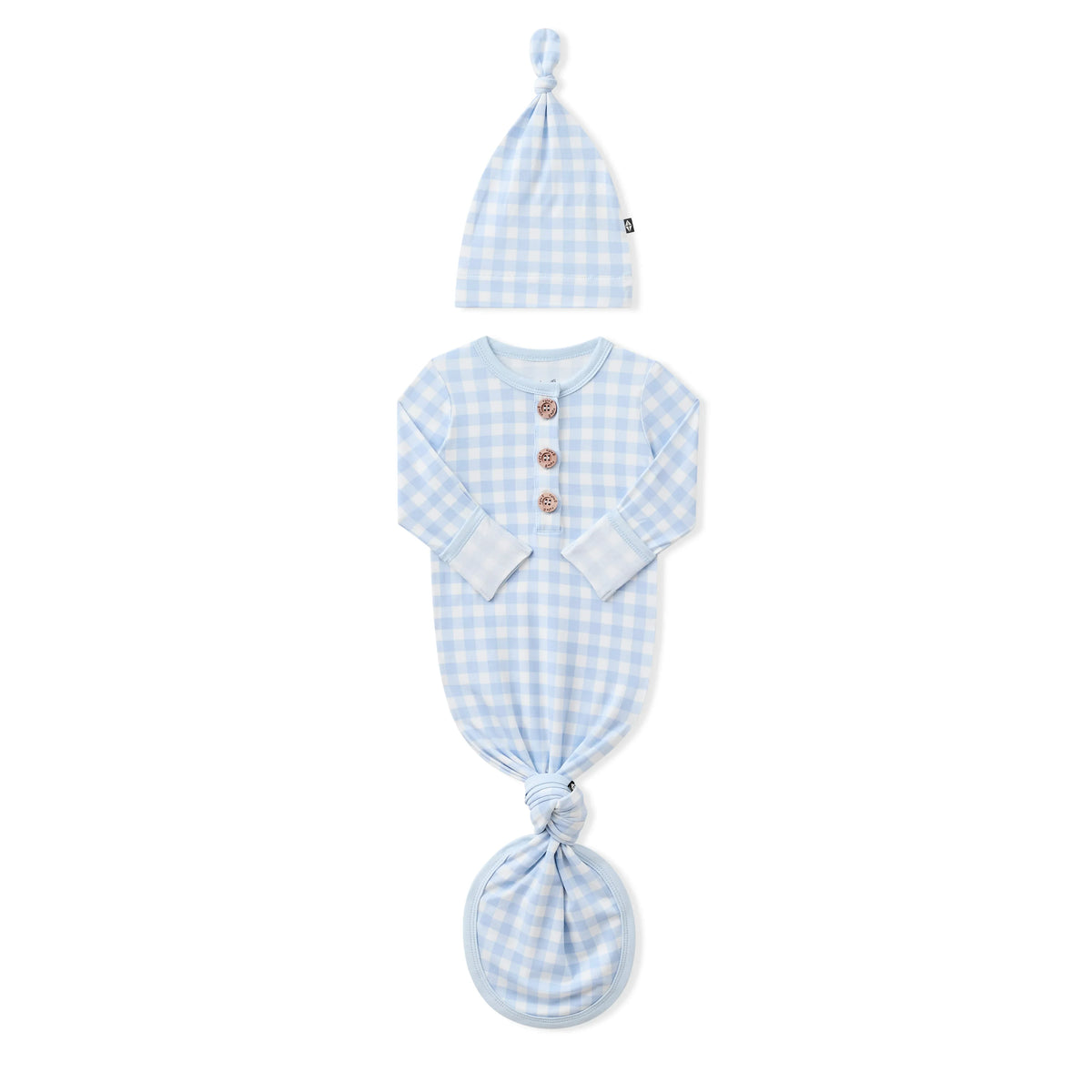 Knotted Gown with Hat Set in Gingham Breeze