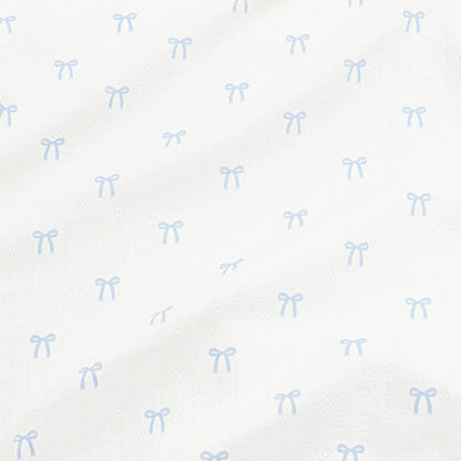 Pointelle Zippered Footie in Sweet Blue Bow